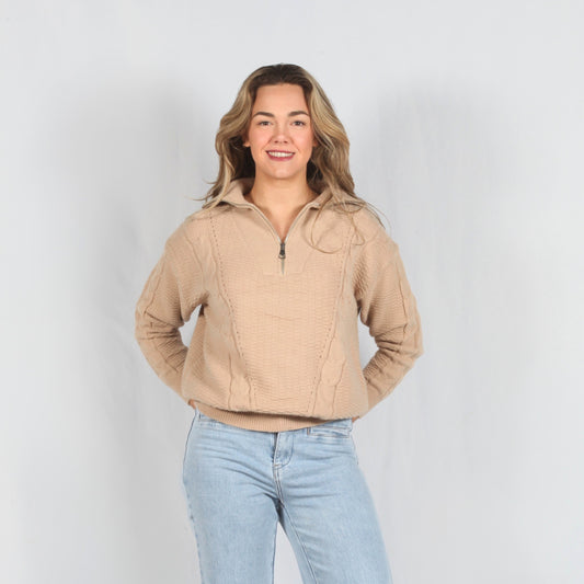 Knitted half zipper